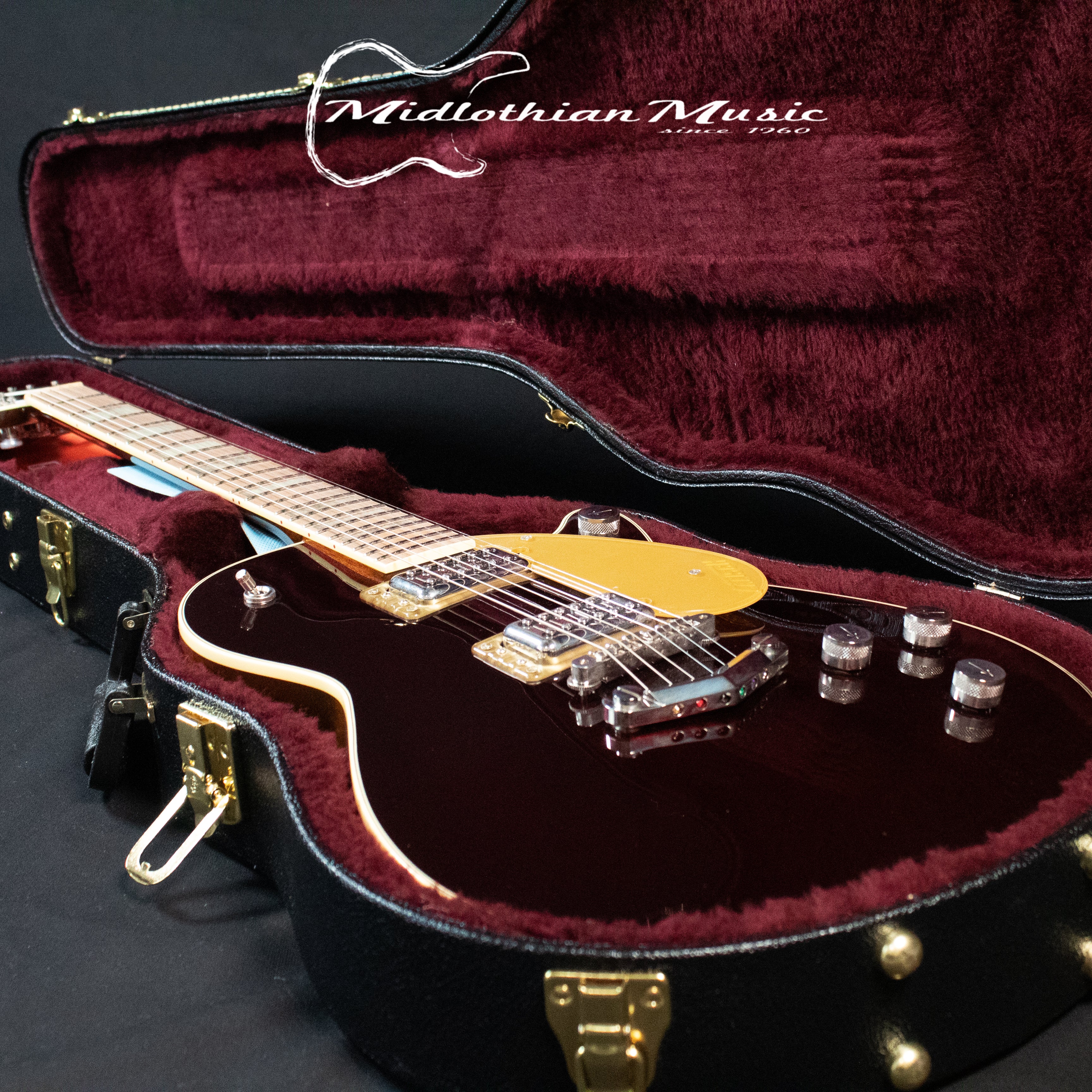 Gretsch G6228 Players Edition Jet BT w/V-Stoptail + Case - Dark Cherry Metallic Gloss Finish - Image 9